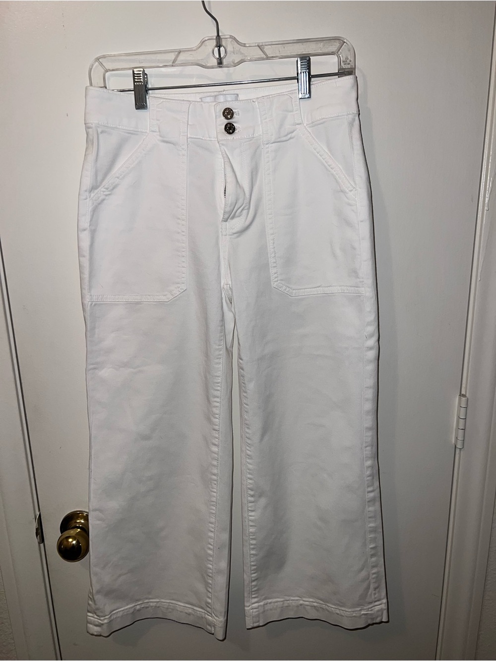 White House Black Market White Wide-Leg Crop Pants